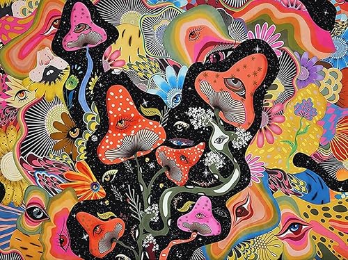 KTHOFCY Kits de pintura de diamantes 5D para adultos y niños, bordado de hongos trippy con punta de cruz, pinturas de diamantes de imitación de