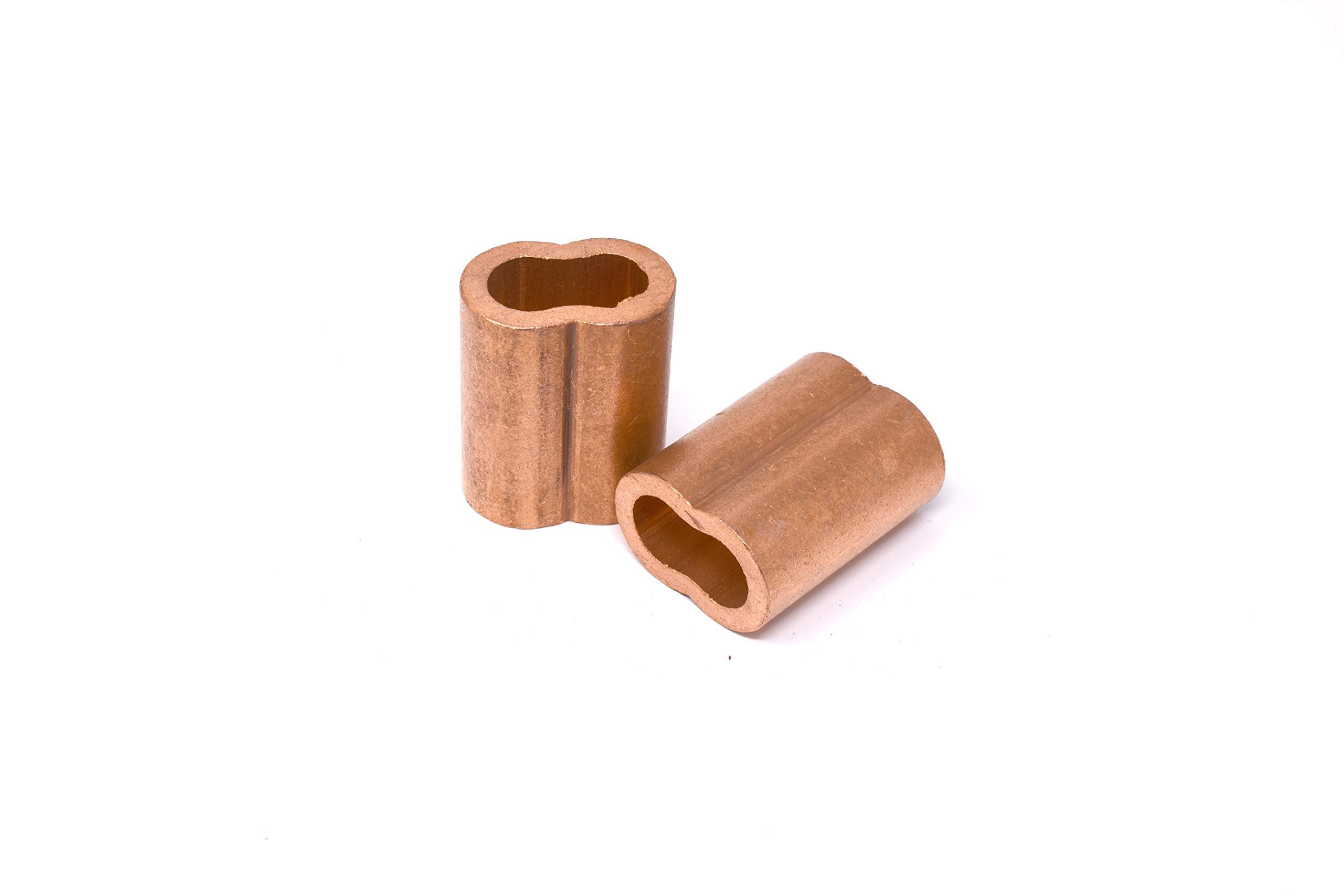 SwageRight MIL-SPEC Copper Swage Sleeves Clip & Ferrules (5/16 inch) – Oval Duplex Wire Rope Cable Crimping Loop Fittings (Pack of 5)