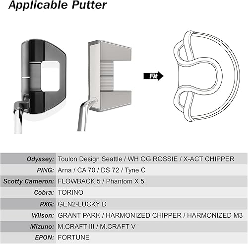 Miniatura 3 de Cubiertas para cabeza de palo de golf, cubiertas para putter, cubierta de putter para Odyssey White Hot Pro, eje fuerte magnético