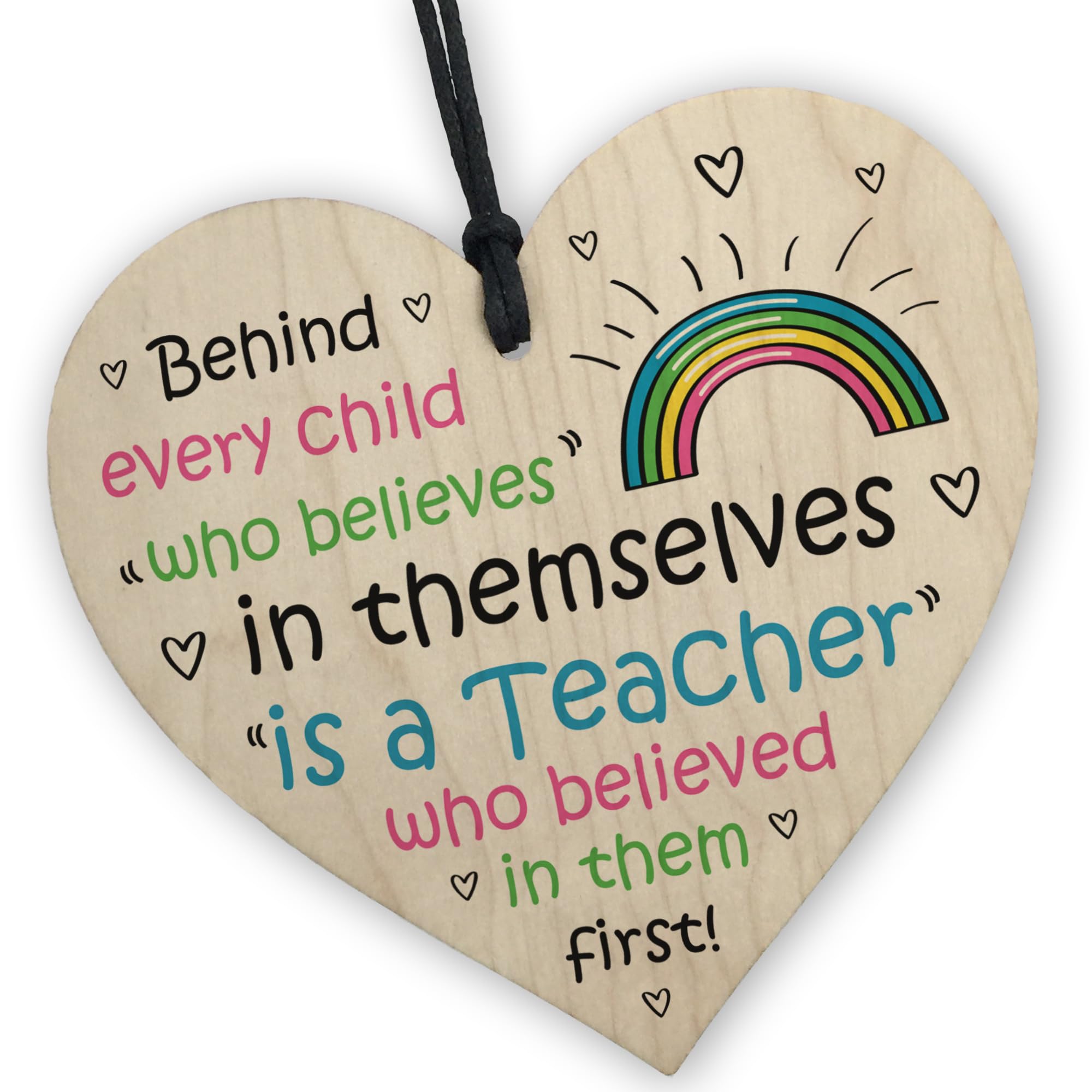 Red Ocean Teacher Appreciation Thank You Gifts - Wooden Heart Gift For Teacher - Teacher Gifts For Women - Nursery Teacher Gifts - End of Term Gifts - Leaving School Gifts