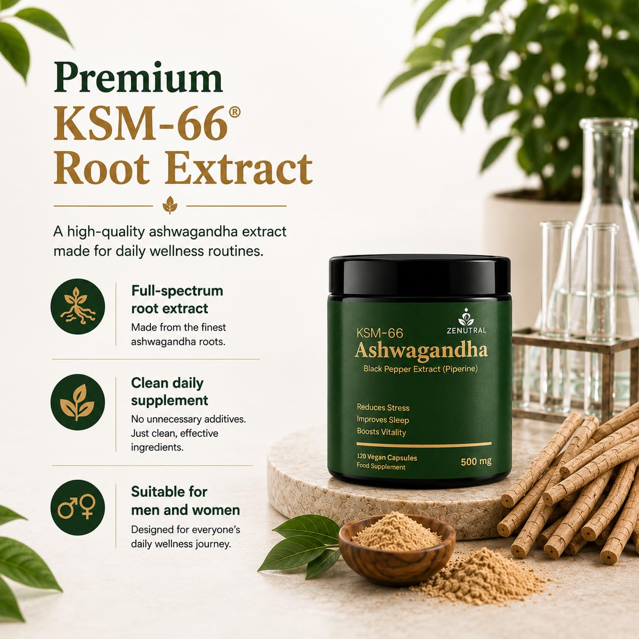 Ashwagandha KSM 66 with Black Pepper Extract - 120 Capsules — Amazon image 5