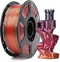 Vista 8 de FLASHFORGE Filamento PLA de seda tricolor de 0.069 pulgadas, coextrusión rojo, azul, verde, arco iris de triple color, 2.2 lbs, filamento