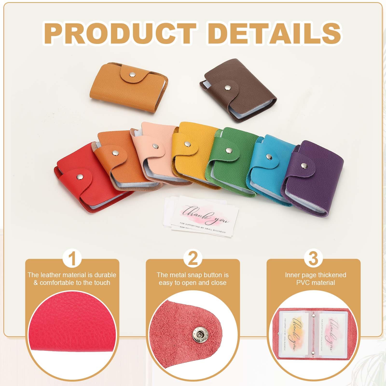QUARKZMAN 2 Piezas De Portatarjetas De Cuero Organizador De Tarjetas De Visita Estuche Delgado Para Tarjetas De Identificación Monedero De Bolsillo Protector Con 24 Ranuras Rojo Rosa
