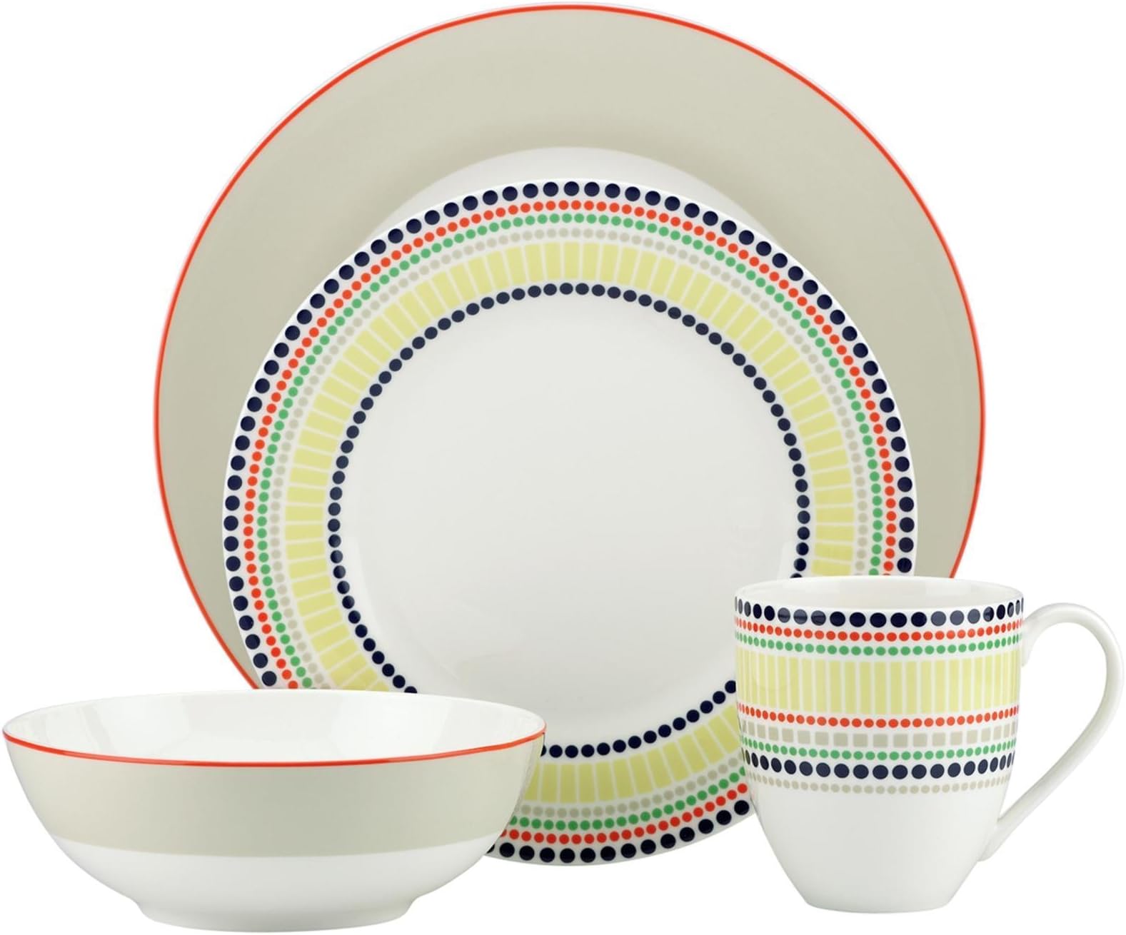 kate spade new york Hopscotch 4-piece Place Setting, Taupe