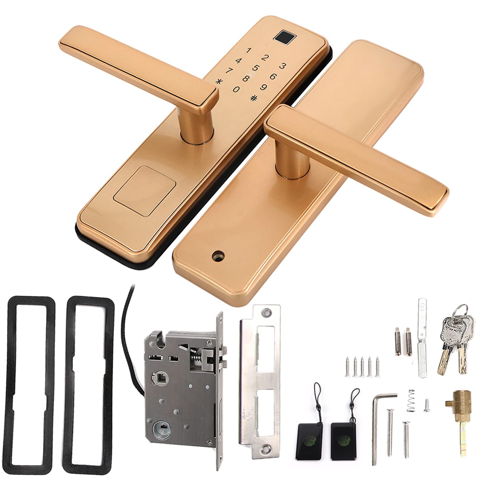 Smart Door Lock, Impronte Digitali Password Virtuale Ic Card Serratura a Combinazione Antifurto con Maniglia Gratuita per Famiglia Hotel Appartamento per la Sicurezza Domestica