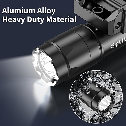 Miniatura 26 de Combo de linterna láser para rifle - Linterna táctica de 1250 lúmenes, luz láser rojo/verde para escopeta, luz láser de riel con interruptor