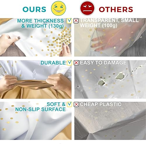 Miniatura 66 de Rollo de mantel de plástico negro de 54 x 100 pies con caja de cortador integrada, mantel desechable para fiestas, pícnic, eventos Negro,Rosa