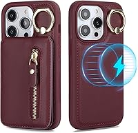 Vista 16 de Havaya Magsafe - Funda tipo cartera para iPhone 14 Pro Max, compatible con tarjetero para mujeres y hombres, 2 en 1, desmontable, magnética, a