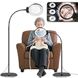 10X 30X Floor Magnifying Glass with Light and Stand,36 LED Flexible Gooseneck Magnifying Lamp, Adjustable Brightness Large Lighted Magnifiers for Reading,Sewing,Crafts,Painting,DIY,Close Work