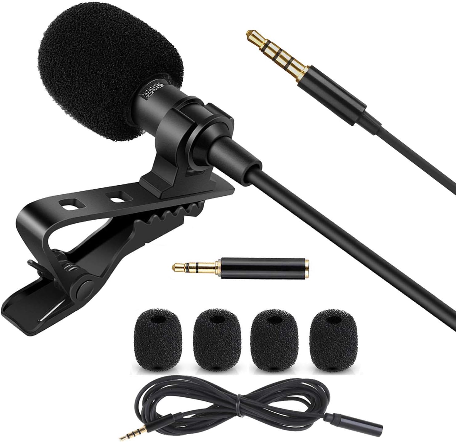 MACTREM Lavalier Lapel Microphone, 3.5 MM Shirt Mic Compatible Android Smartphones and Computer, Clip on Microphone for YouTube, Interview, Studio, Video, Recording