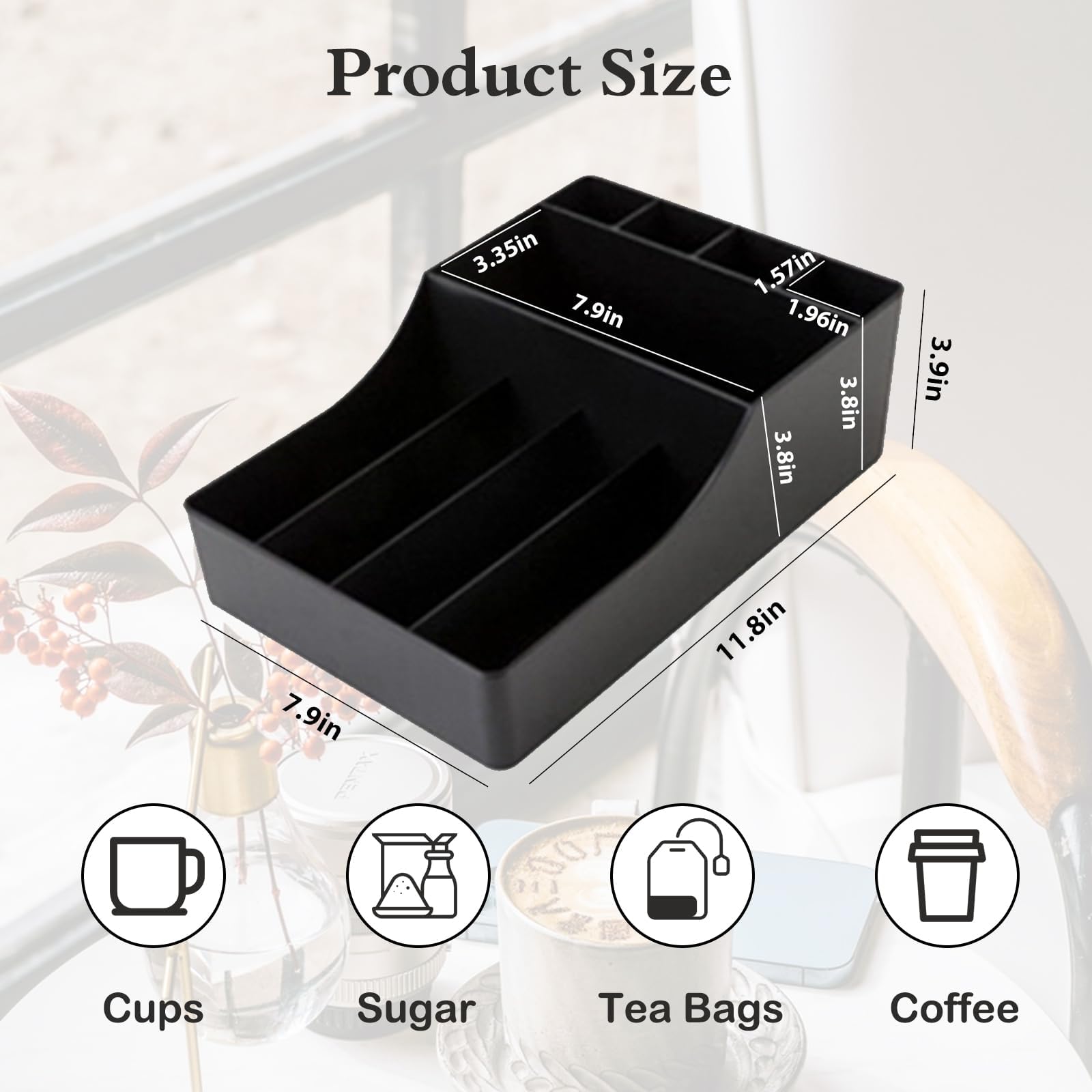 GAESHOW Organizzatore Professionale per Caffetteria, Coffee Station Porta Caffè Professionale, Cassettiera Multiscomparto 9 Scomparti per Bicchieri Cannucce Tovaglioli Posate Zucchero