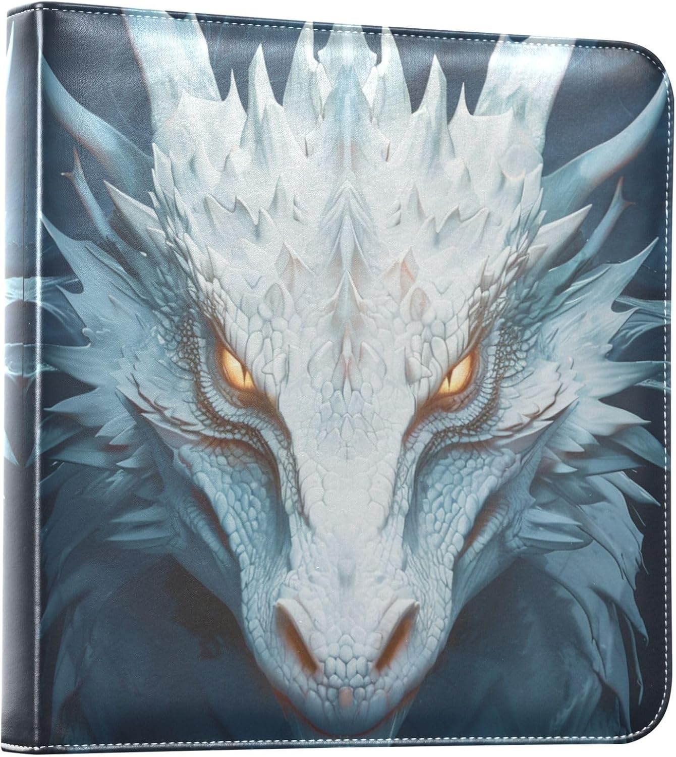 JIPONI White Blue Dragon Large Photo Album, DIY Leather Cover Scrapbook Albums for 4x6 5x7 6x8 Pictures, Self Adhesive Memory Book for Wedding, Baby, Family