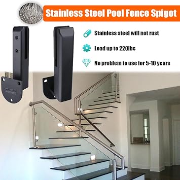 Stainless Steel Glass Clamp, Adjustable Design Frameless Glass Balcony Railing Clamp,Glass Clamp with Expansion Bolt for Concrete, Square Glass Spigot Clamp,Black,4 Pack
