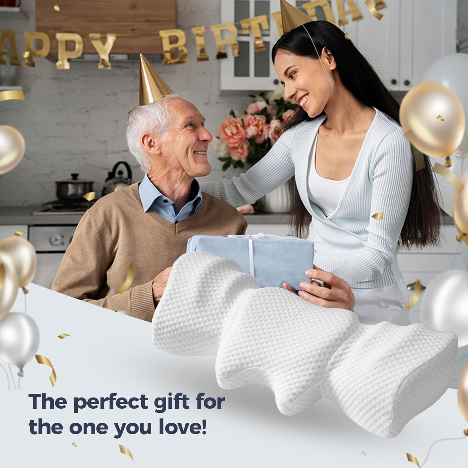 Cervical Pillow for Neck Pain Relief - Memory Foam Ergonomic Sleeping Pillow, Side Sleeping Pillow for Neck Support, Orthopedic Pillow for Side, Tummy and Back Sleepers.