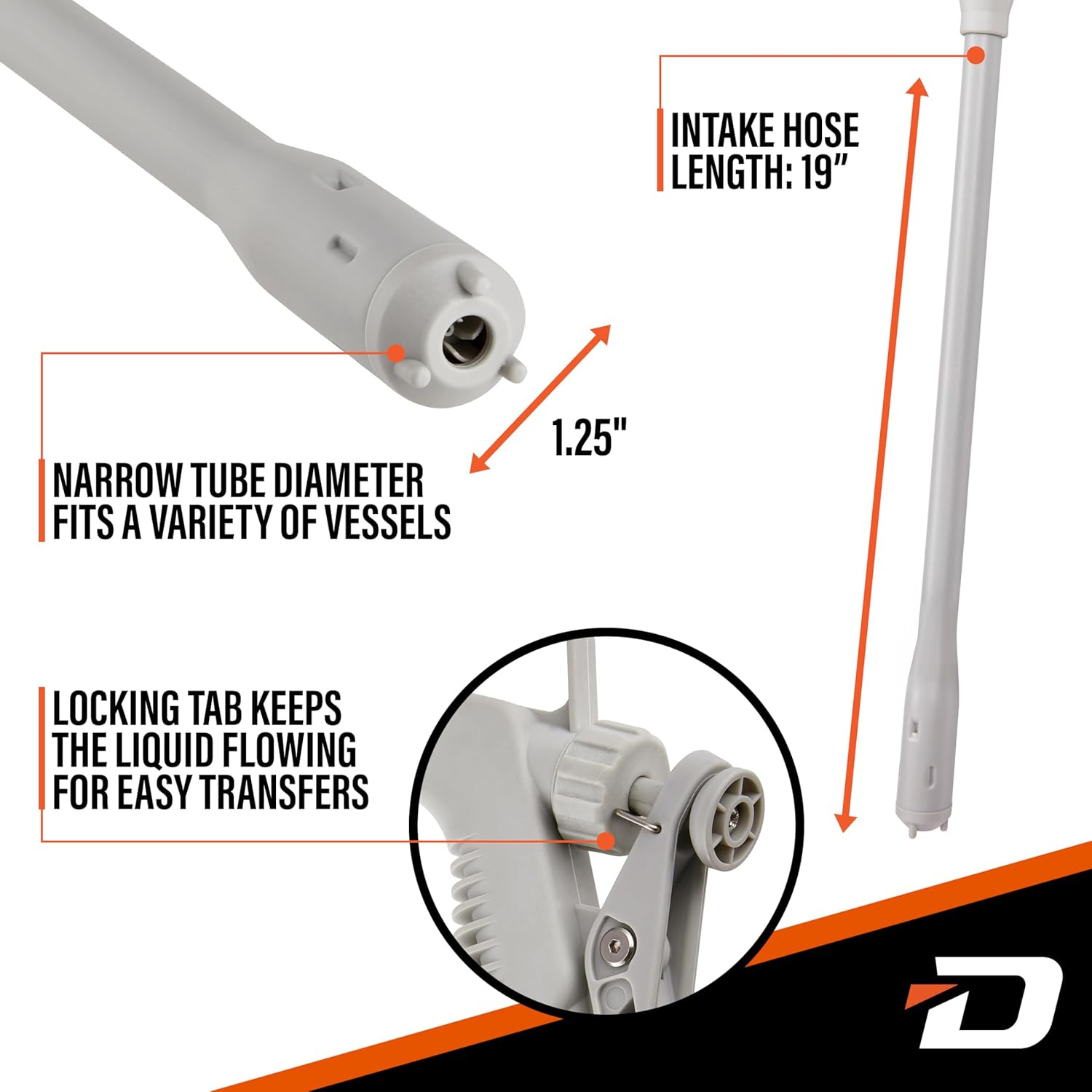 DeWay Battery-Powered Stick Fuel Transfer Pump with Hand Trigger Nozzle, 3.2GPM Flow Rate & 51” Rubber Transfer Hose | Fits Most Gas Cans for Pumping Gasoline, Kerosene, Diesel & Non-Potable Water - Image 3