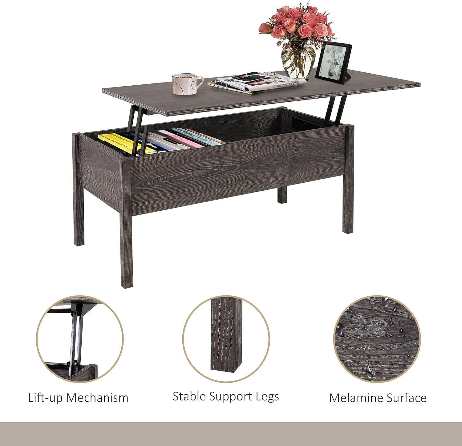 80% оƒƒ Dіѕсоunt HOMCOM 39 Modern Lift Top Coffee Table Desk with Hidden Storage Compartment for Living Room, Light Grey Woodgrain Rеvіеw Dіѕсоunt HOMCOM 39 Modern Lift Top Coffee Table Desk with Hidden Storage Compartment for Living Room, Light Grey Woodgrain