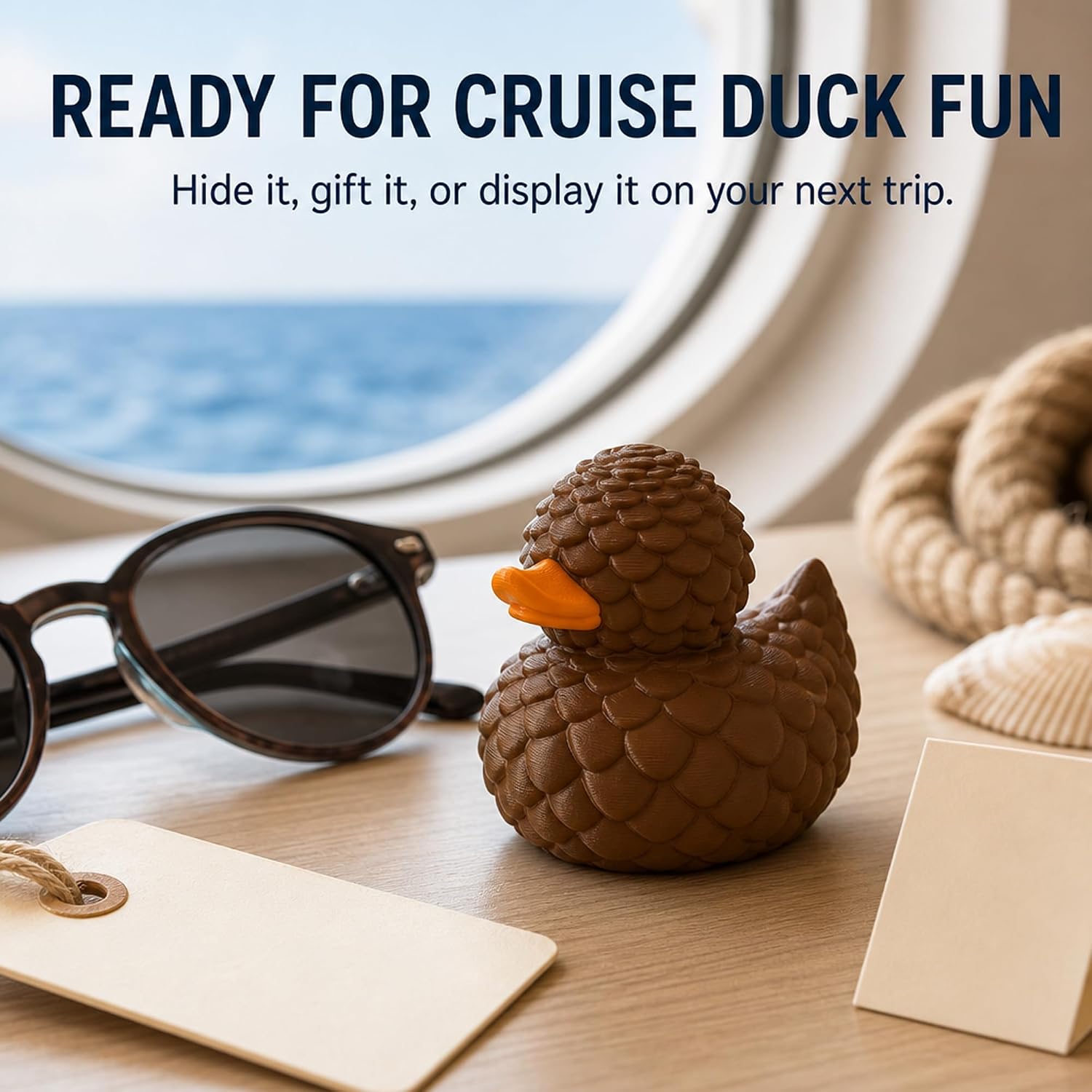 3D Printed Pine Cone Duck Collectible Compatible with Jeep Ducking – Woodland Dashboard Accent | Cruise Duck Hiding Figure | Nature Lover Gift for 4x4 Display image 4