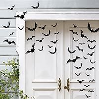 Vista 2 de 88 piezas de decoraciones de Halloween para interiores de PVC 3D de murciélagos aterradores, decoración de pared, calcomanías de decoración