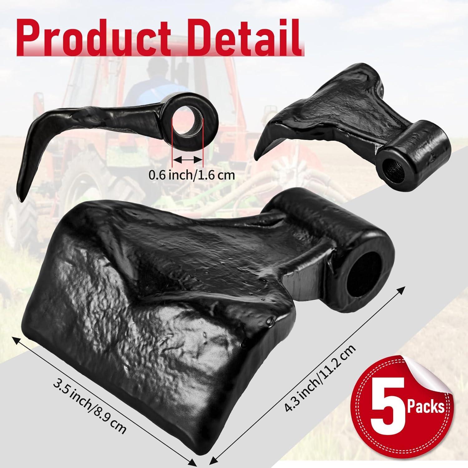 Pindex 5 Packs 3.5 Inch Wide Replacement Steel Flail Hammer Blade Flail Mower Blades for Tractor Mowers