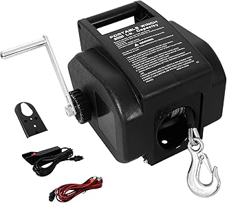 WIIS' IDEA 12V 5000 lb Load Capacity Portable Winch, Reversible Electric Winch for Towing ATV/UTV with Handheld Remote, Galvanized Wire Rope, Rapid Mount, Power in and Manual Out, Waterproof, Black