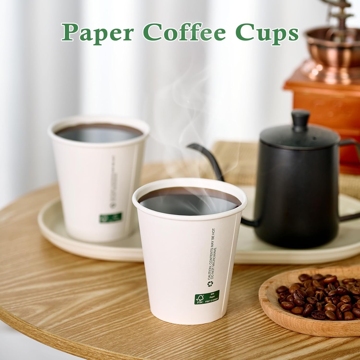 LITOPAK 210 Pack 10 oz Disposable Paper Coffee Cups, White FSC Hot Coffee Cups for Multiple Drinks for Office, Store, Home - Image 5