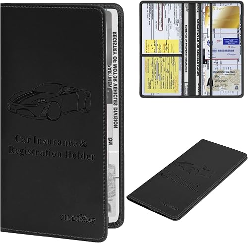 Versión mejorada Soporte para registro y seguro de automóvil  Organizador de documentos premium y organizador de documentos de guantera de vehículos