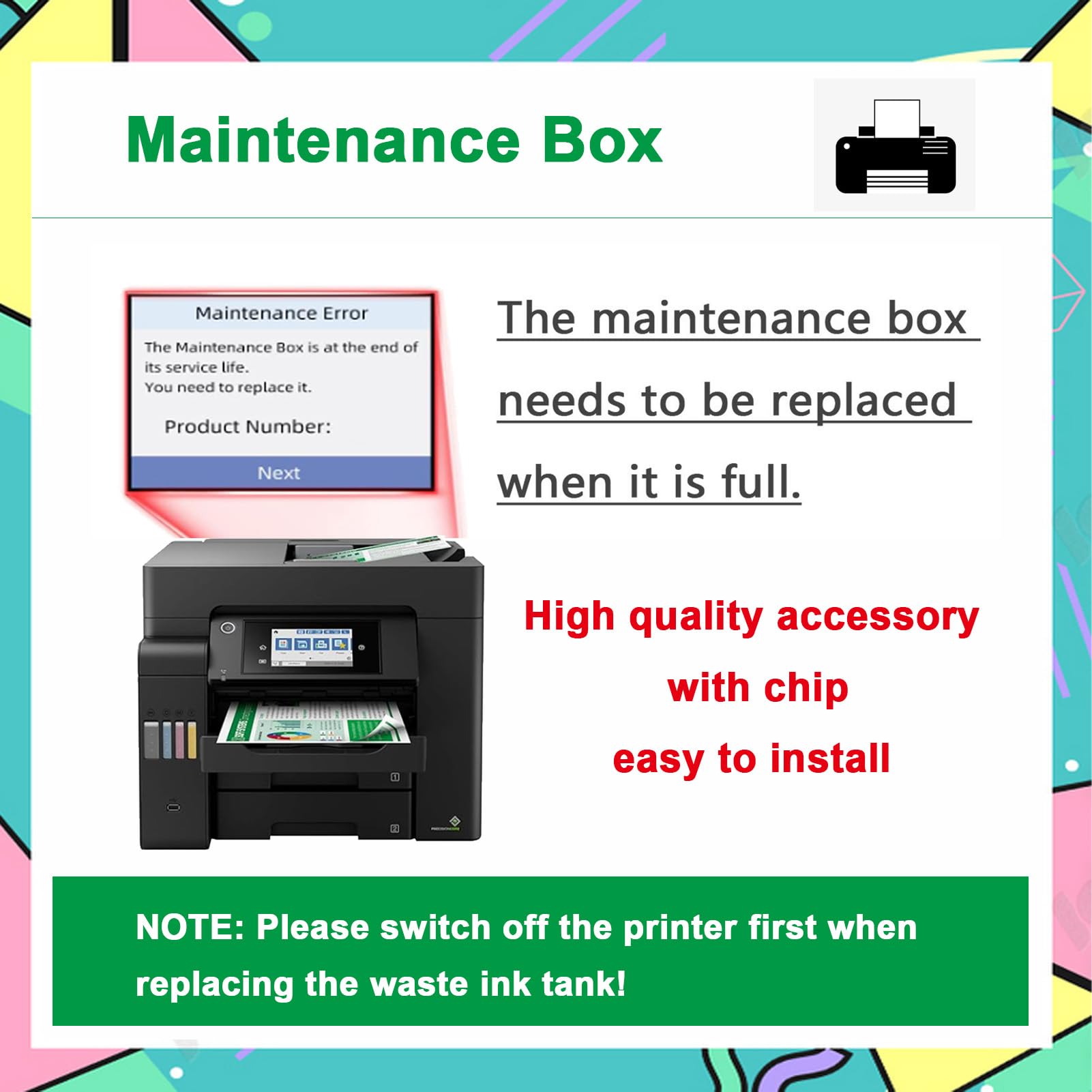T04D1 EWMB2 C13T04D100 Caja De Mantenimiento De Tinta Compatible para Epson EcoTank ET-15000 2700 2750 2760 2850 3700 3710 3750 4750 ET-M1170 M2170 M3170 M1180 Impresora 2-Pack