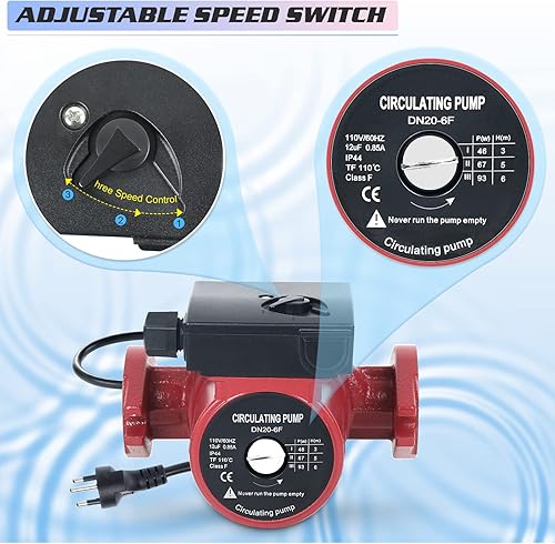 Miniatura 58 de BACOENG Bomba de circulación de agua caliente NPT de 3/4 pulgadas para calefacción por suelo radiante y sistema de recirculación w/conectores