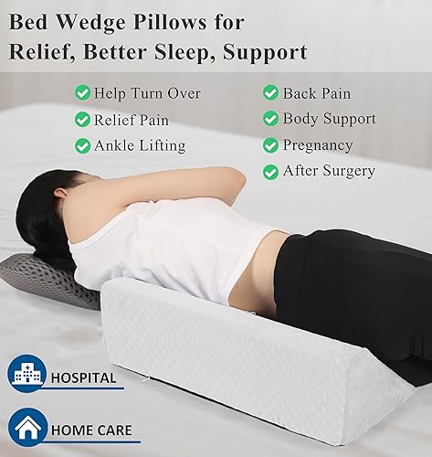 Miniatura 2 de Almohada de cuña de cama para dormir de lado, almohada triangular con relleno de espuma para posicionamiento corporal, adecuada para embarazo y
