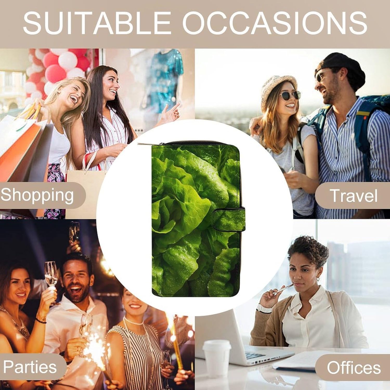 Lettuce Vegetable Women's Long Wallets Leather Purse Fold Clutch Credit Card Holder