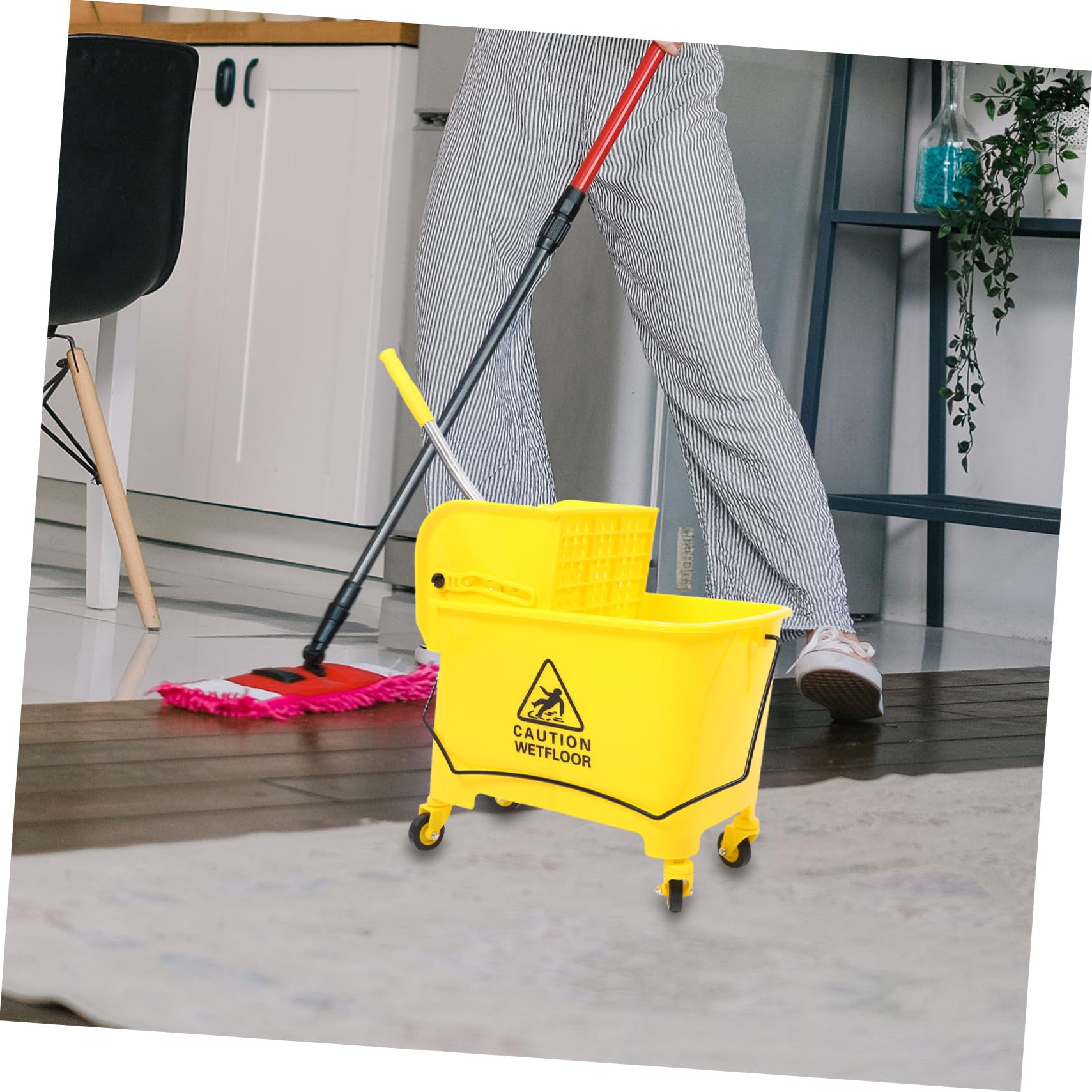 Cubo de Fregona Comercial Ruedas 20l Plástico Movilidad Silenciosa Limpieza Hotel Hogar Herramienta Limpieza Ruedas Color Brillante Carga Fácil Color Aleatorio