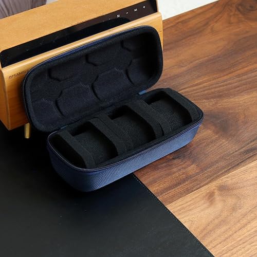 Miniatura 5 de Caja organizadora de reloj para hombres o mujeres, estuche de viaje para 3 relojes, soporte portátil de almacenamiento para relojes de pulsera y