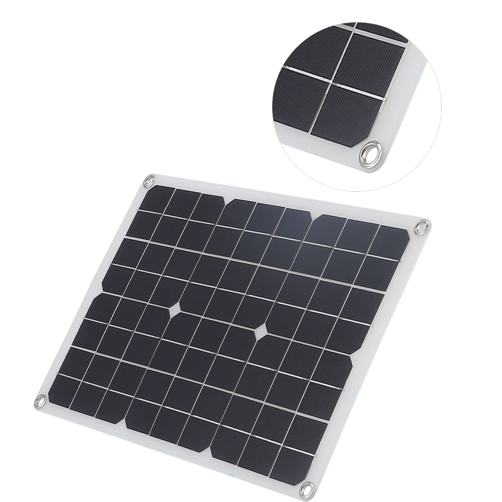 Panel Solar de 50 W y 18 V, Placa de Cargador de batería Solar portátil con Clip de cocodrilo, Kit de Cargador de Panel Solar USB para Caravana, Caravana