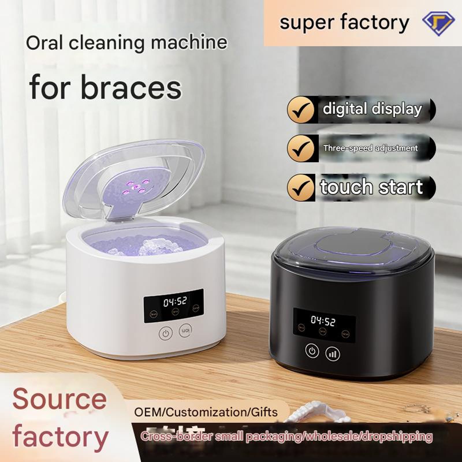 Macchina per la pulizia automatica della casa Pulitore per gioielli ad alta frequenza Pulitore portatile per apparecchi dentali Facile da usare Macchina per la pulizia del fermo portatile