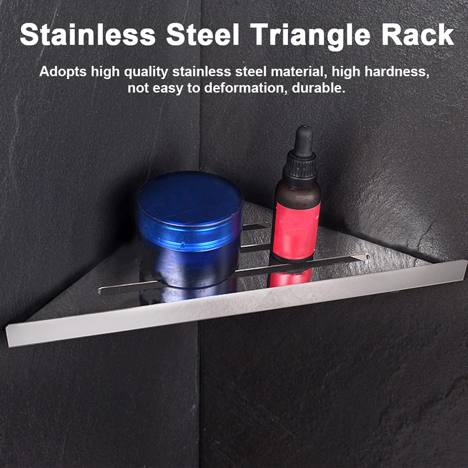 Estante de Esquina de Baño de Acero Inoxidable Estante de Almacenamiento de Ducha Triangular Montado en la Pared de 10 Kg con Diseño de Drenaje Hueco para Uso en Esquina de Cocina de Baño