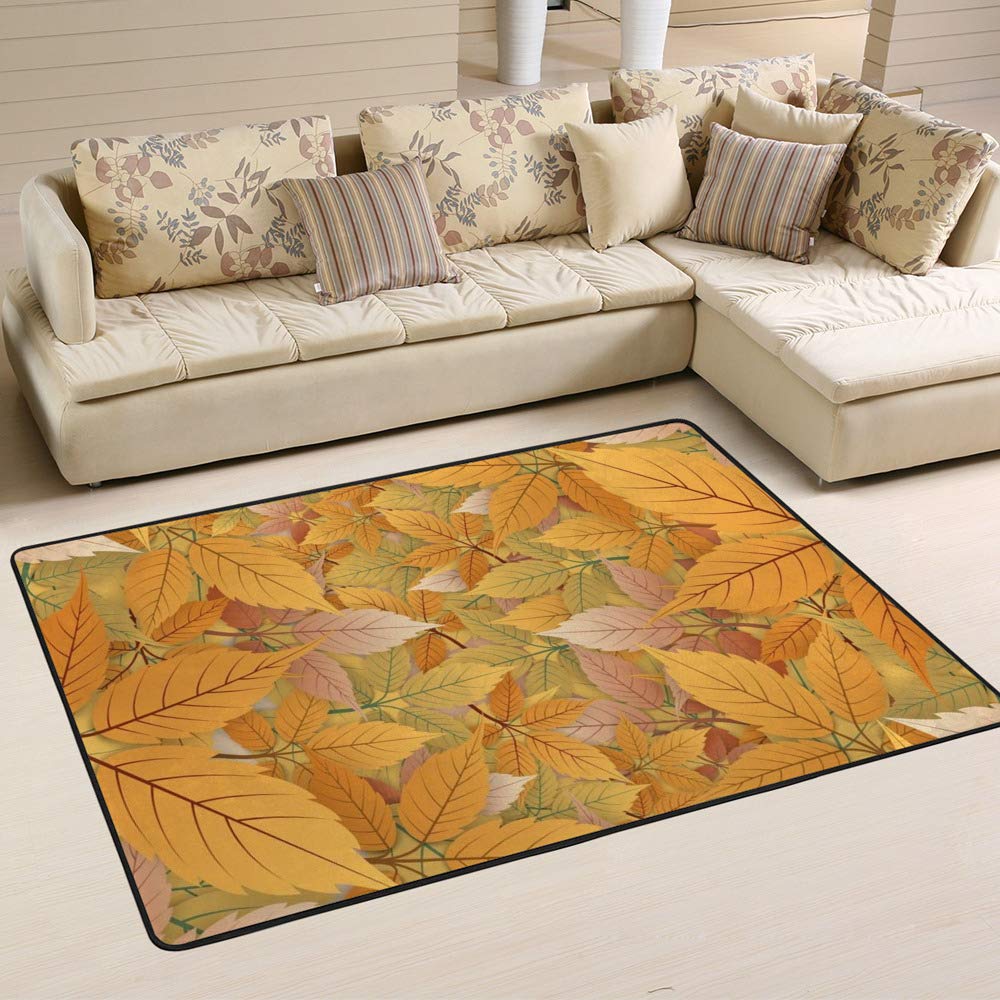 Tapis abstrait feuilles d'automne séchées salon maison 80x147