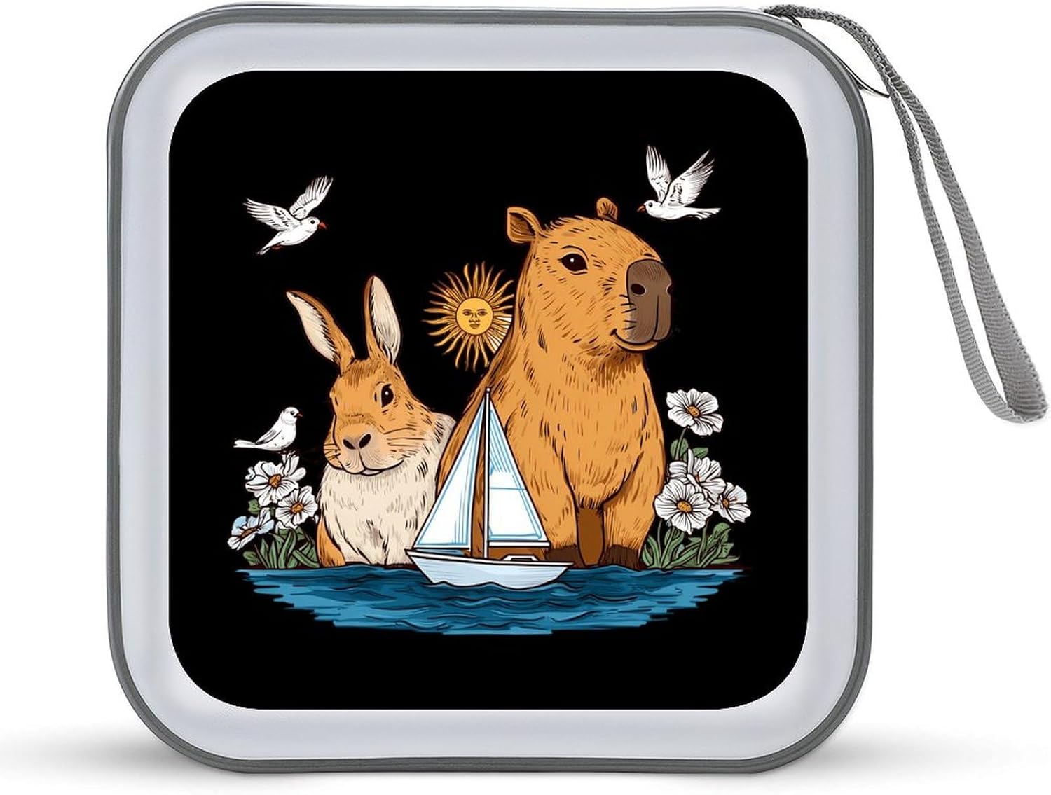 Uruguay Flag Guinea Pigs CD Case Portable DVD Holder Storage Organizer for Home Travel