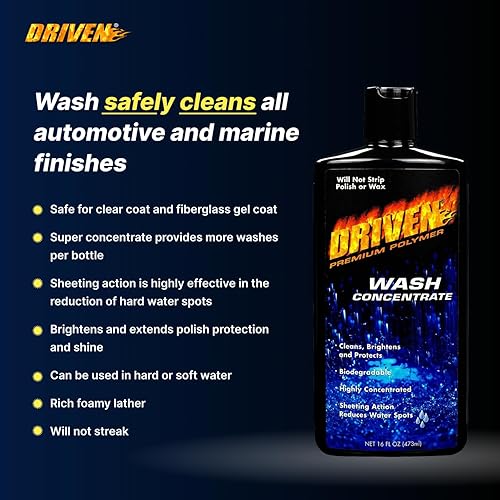 Miniatura 4 de DRIVEN Concentrado de lavado para acabados automotrices y marinos sin pelar el esmalte o la cera – Polímero premium – Limpia, ilumina y protege –