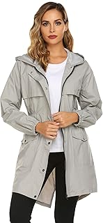 Avoogue Womens Rain Coat Lightweight Hooded Long Raincoat Outdoor Breathable Rain Jackets