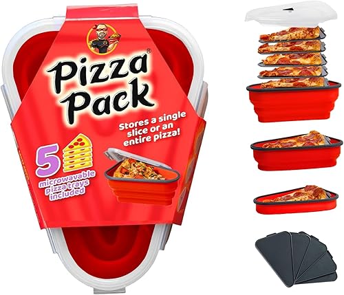 Miniatura 27 de El Paquete de Pizza Perfecto™ - Contenedor Reutilizable de Almacenamiento de Pizza con 5 Bandejas de Servicio Aptas para Microondas - Contenedor