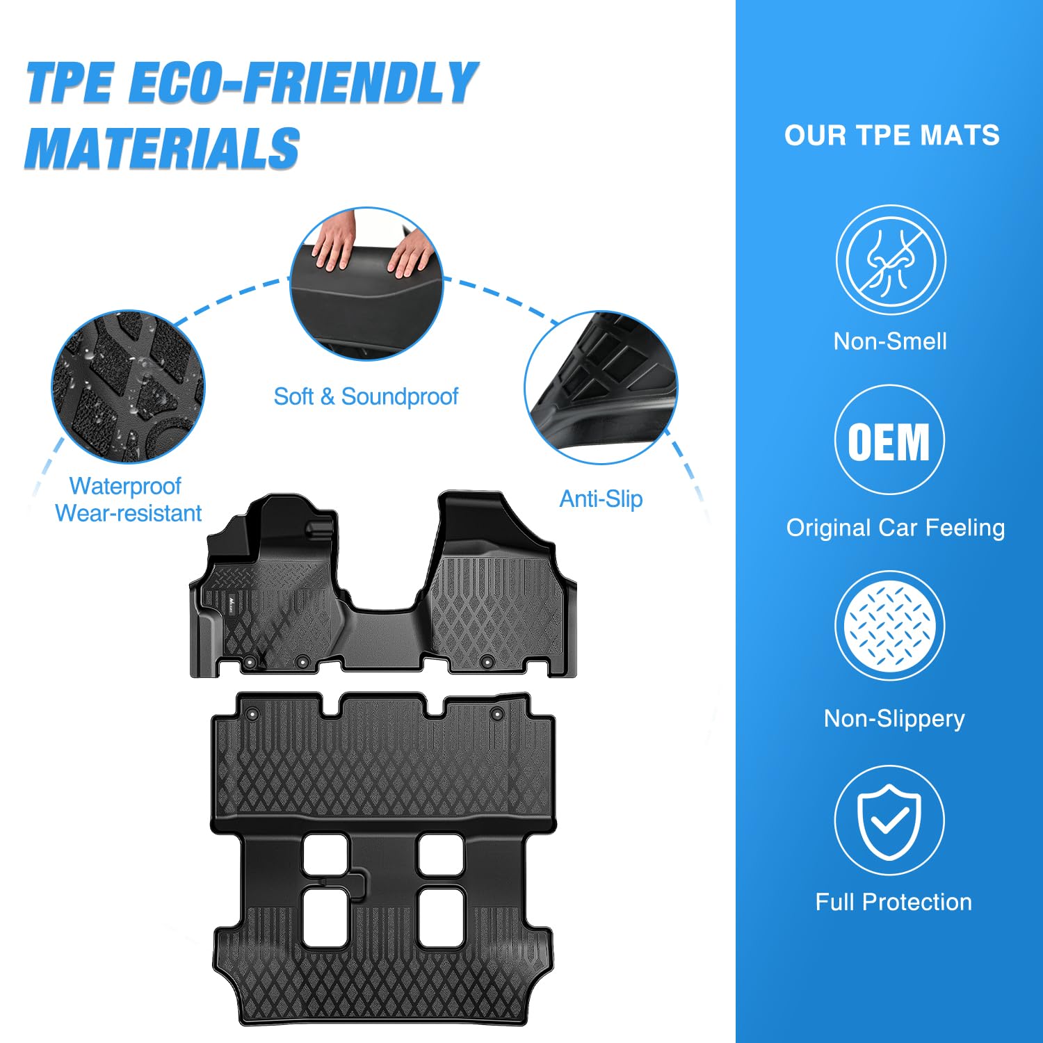 Nilight TPE Floor Mats for Honda Odyssey 2011 2012 2013 2014 2015 2016 2017 All Weather Custom Fit — view 3