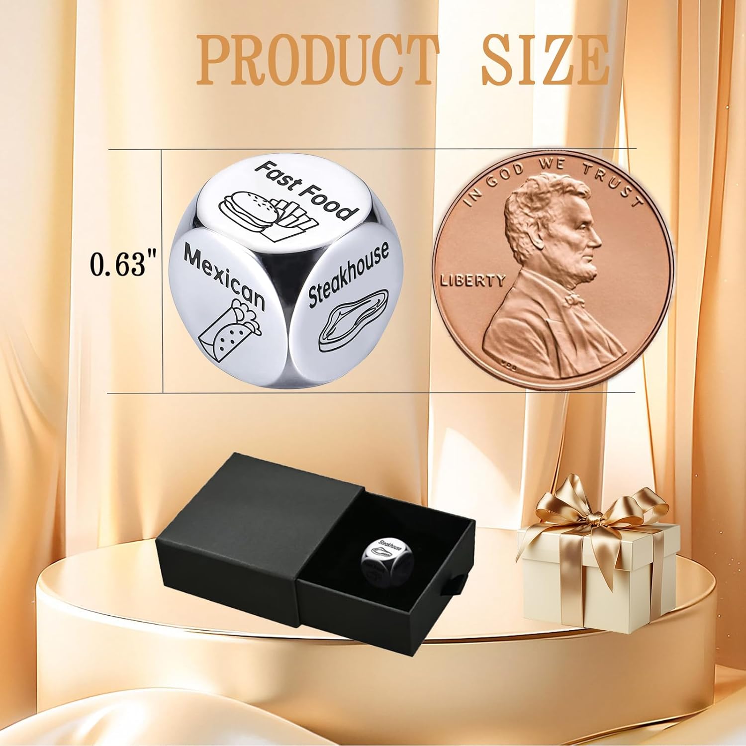 Stainless Steel Food Decision Dice,Sentimental Gifts for Father’s Day from Daughters Son