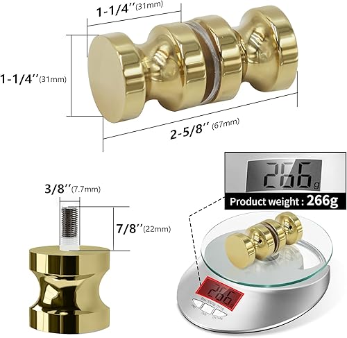 Miniatura 9 de CKB Pomo redondo de una sola cara para puerta de vidrio de ducha de baño, acero pulido con manija de puerta de acero inoxidable 304 sólido para