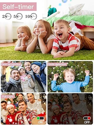 Miniatura 6 de Cámara digital actualizada, cámara FHD 1080P de 56 MP para niños con zoom de 16 x antivibraciones, cámara para niños con tarjeta TF de 32 GB, dos