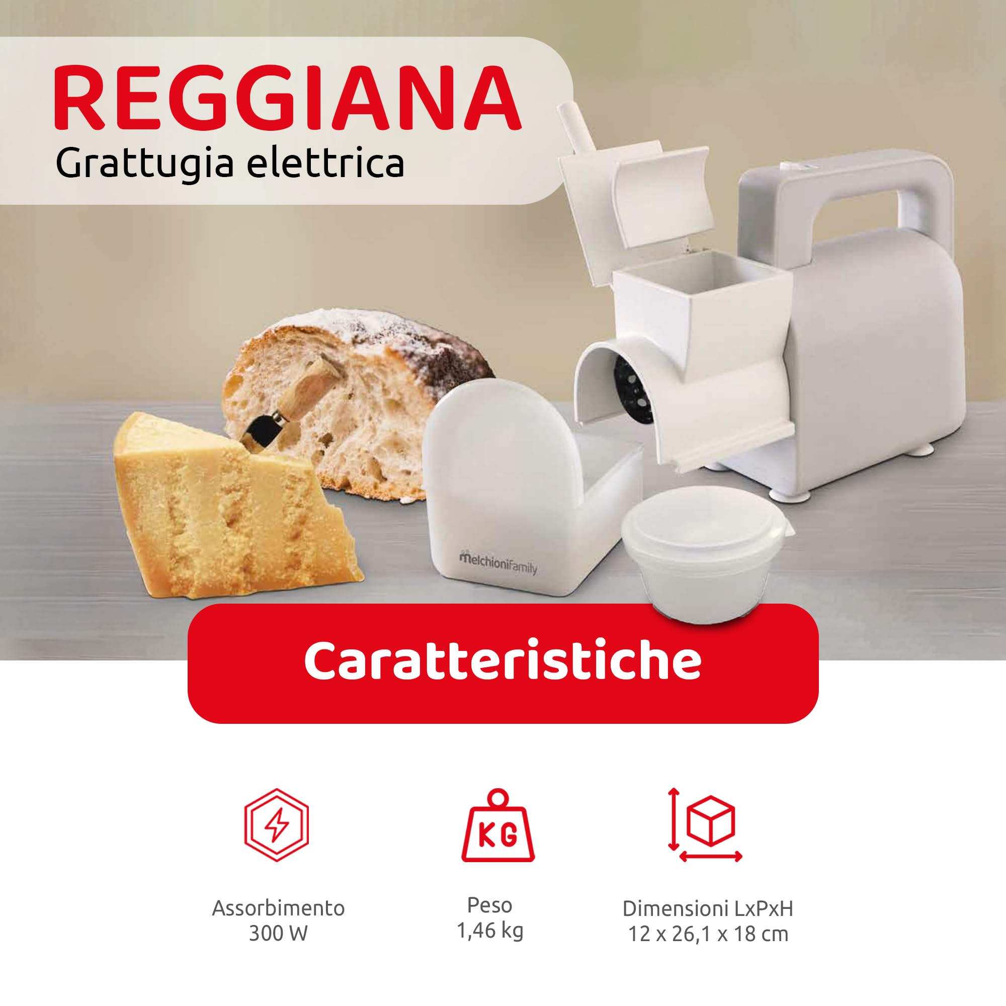GRATTUGIA ELET.300W VASCHET.RICHIUDIB.REGGIANA BIA