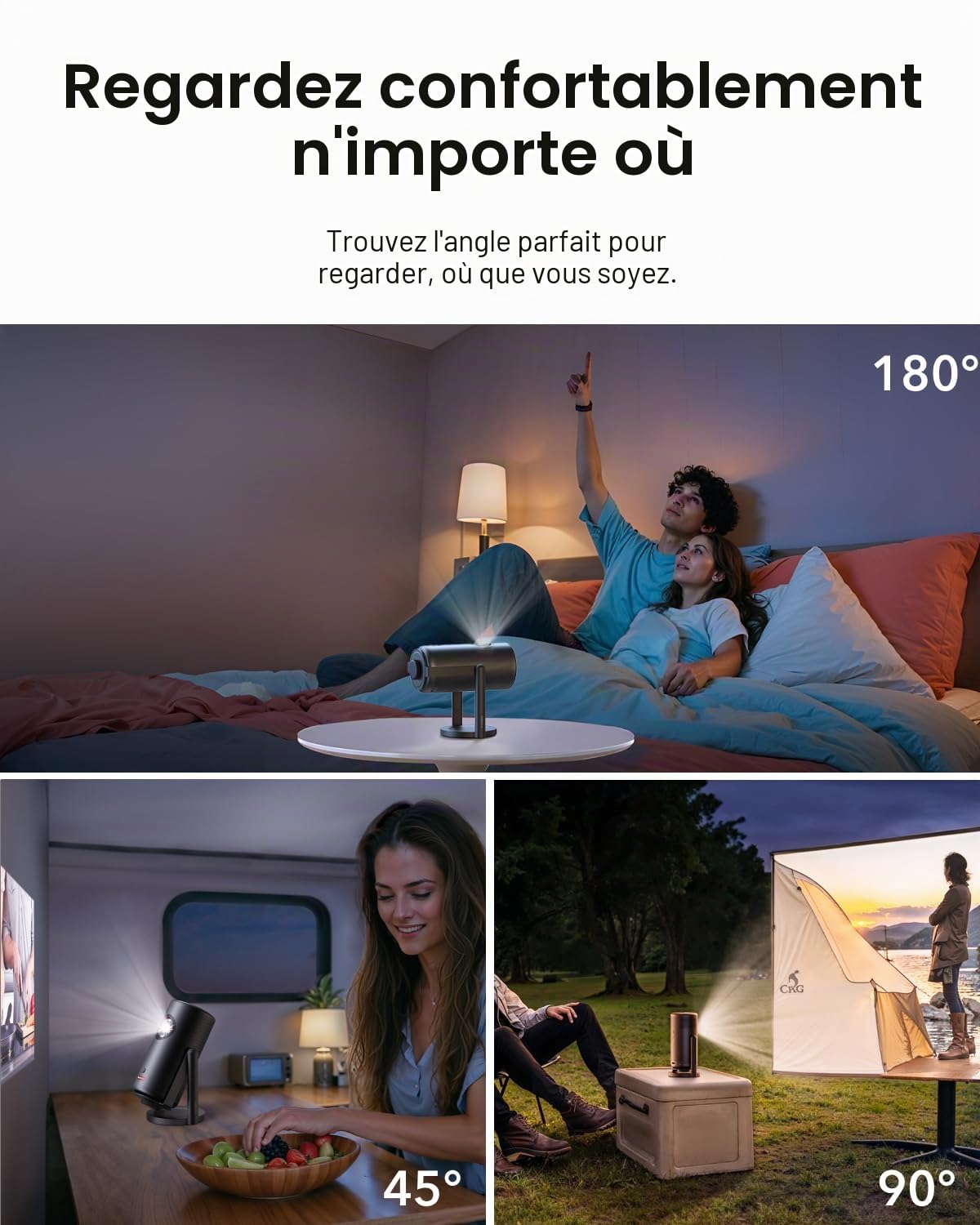 Anker Nebula Support de stabilisateur pour projecteurs Capsule | Angle de vue réglable vertical et horizontal de 0 à 360 degrés, installation facile en 3 secondes, pour la série Capsule