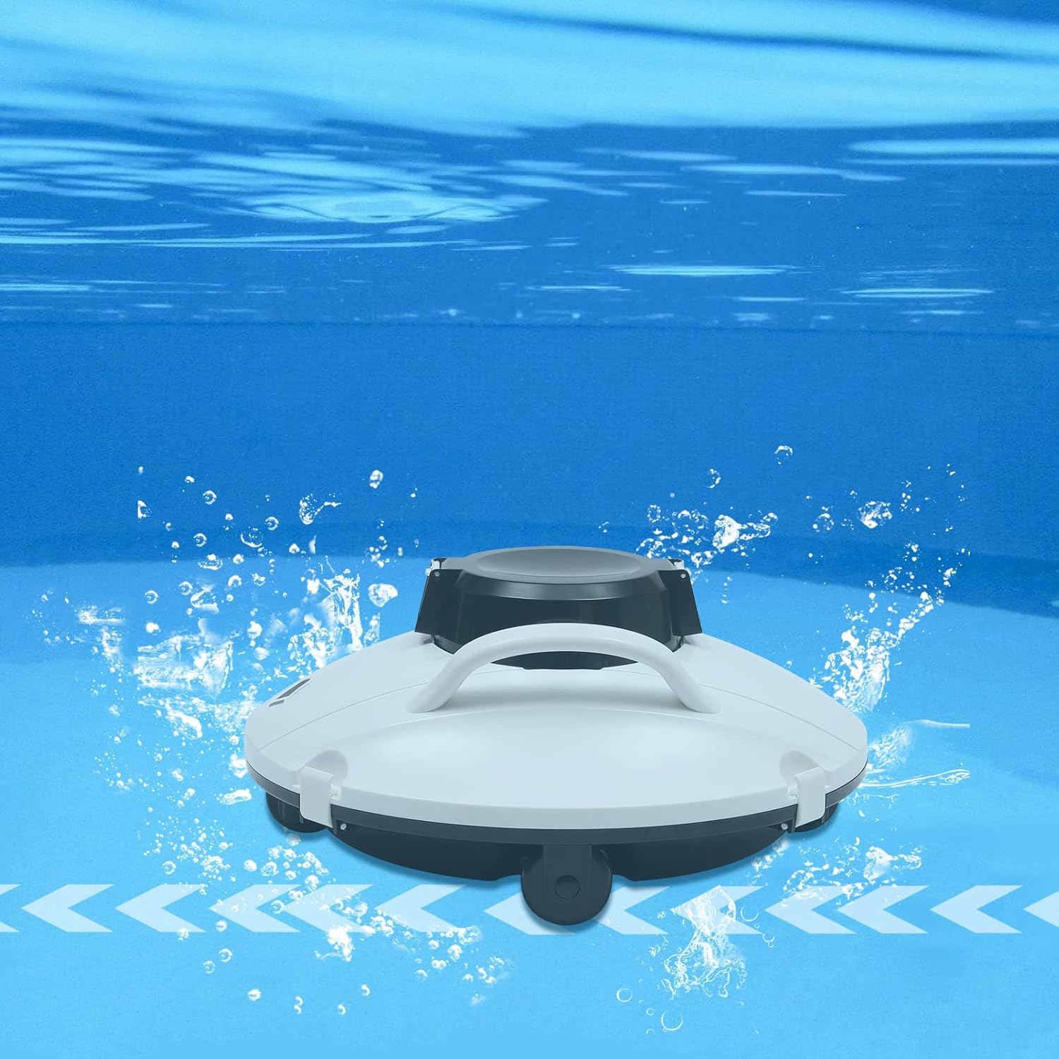 Cordless Pool Vacuum Cleaner,Robotic Pool Cleaner with Powerful Suction,Pool Vacuum W/3 Indicators,30W Automatic Pool Vacuum for above/In-Ground Flat Pools up to 8.2ft (Lasts 110 Mins)