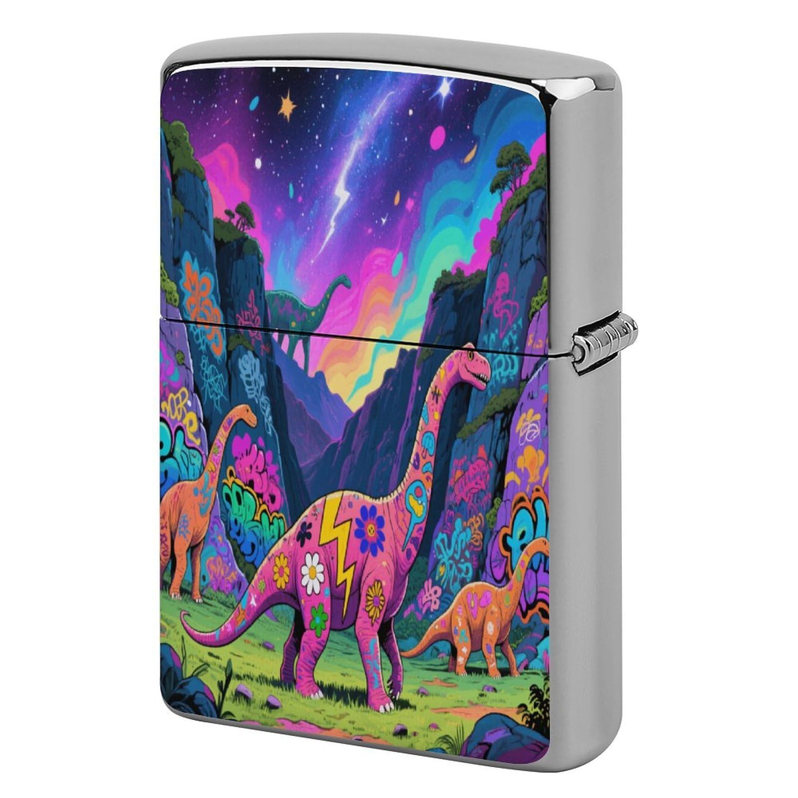 Fekiloot Style Graffiti Dinosaur Lighter Case Cover Metal Lighter Case
