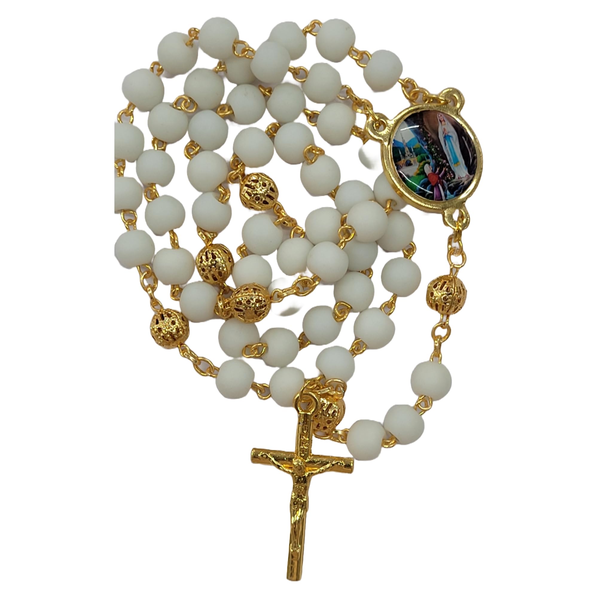White Color First Holy Communion Rosary with Mothermary Medal | Wedding Rosary for Bride & Groom