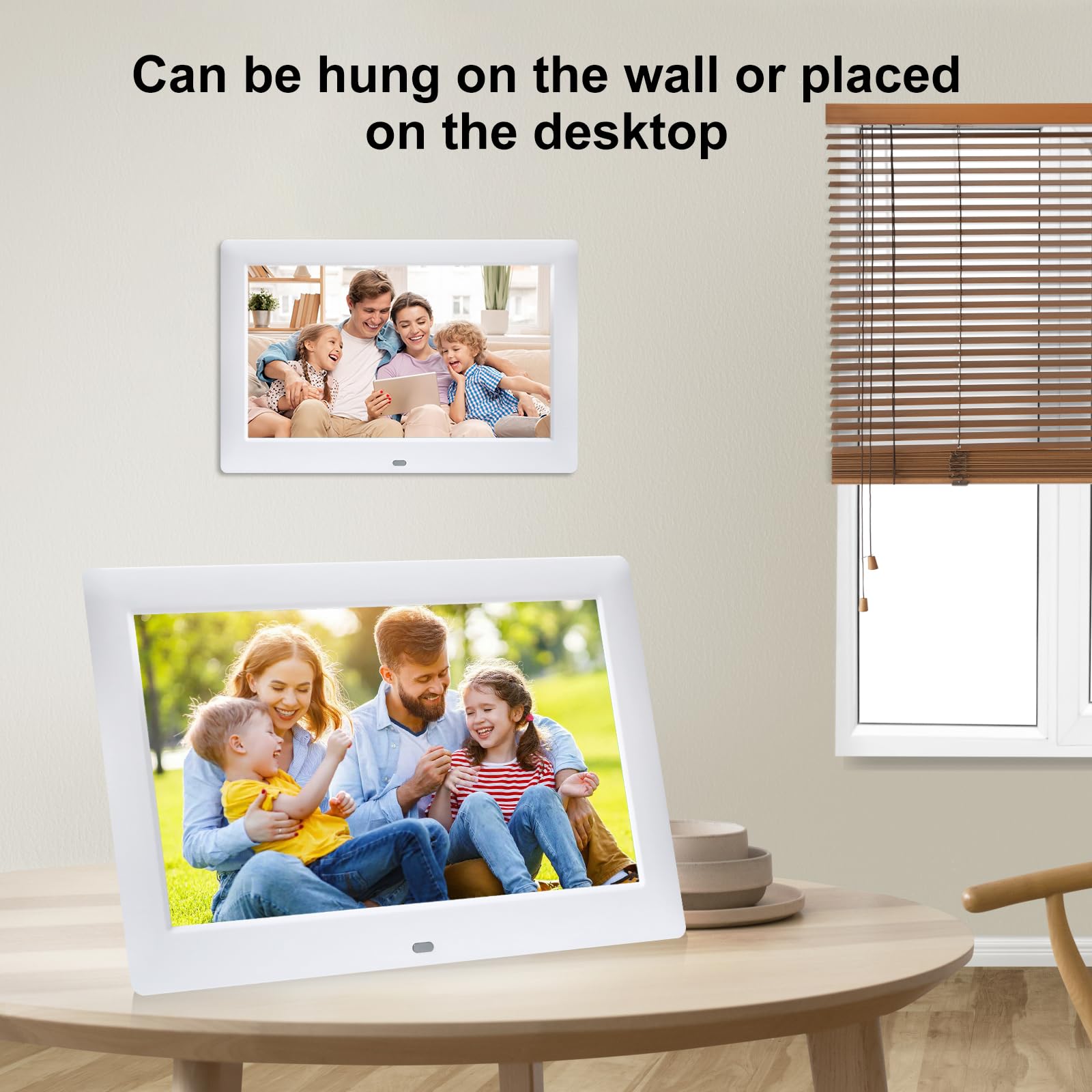 Cornice digitale da 10,5 pollici, 1280 x 800P, cornice elettronica, Music Photo Video Player con telecomando/multi-presentazione/calendario/orologio funzione allarme bianco, supporta